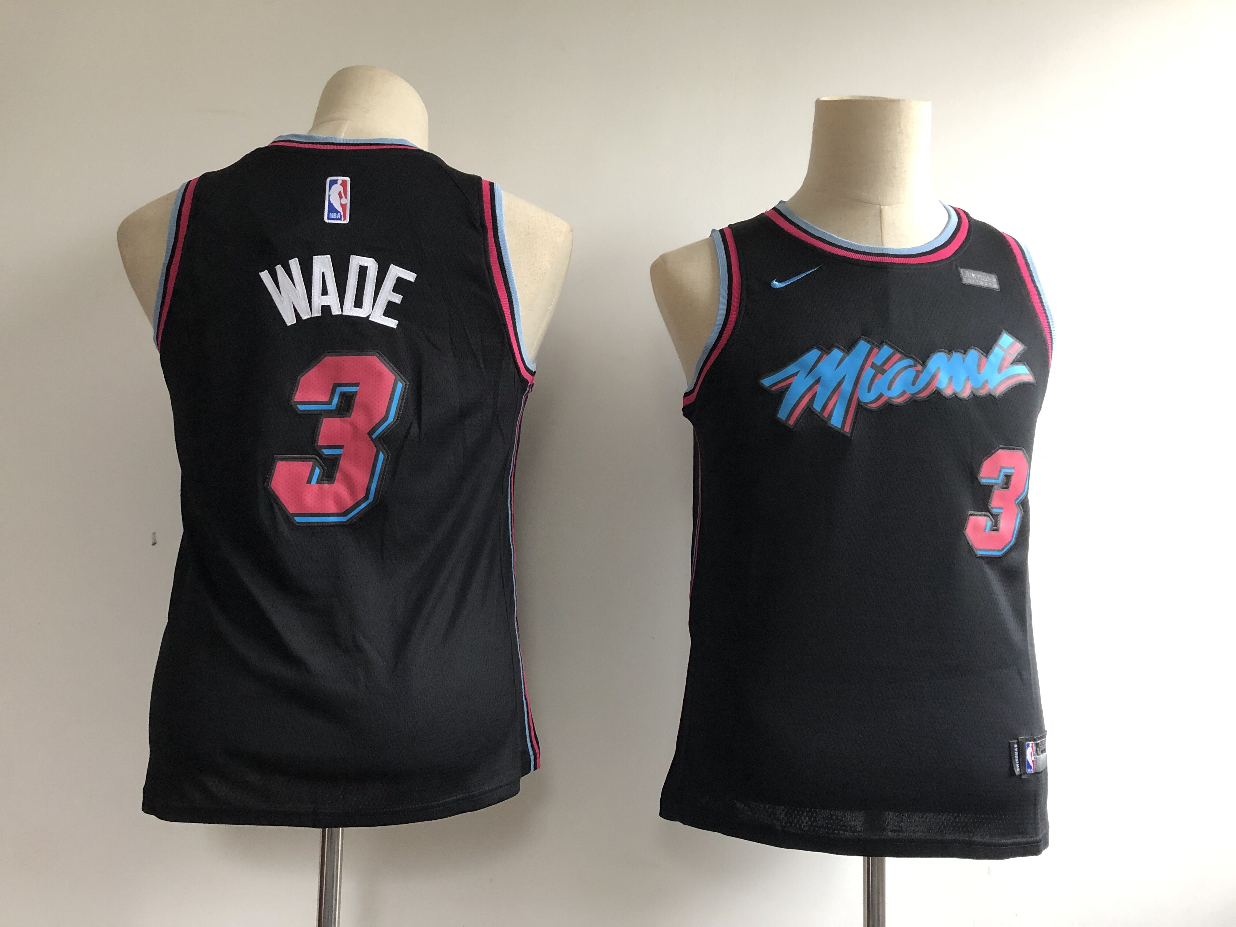 Adidas Miami Heat Youth #3 Wade black NBA City Edition Jersey